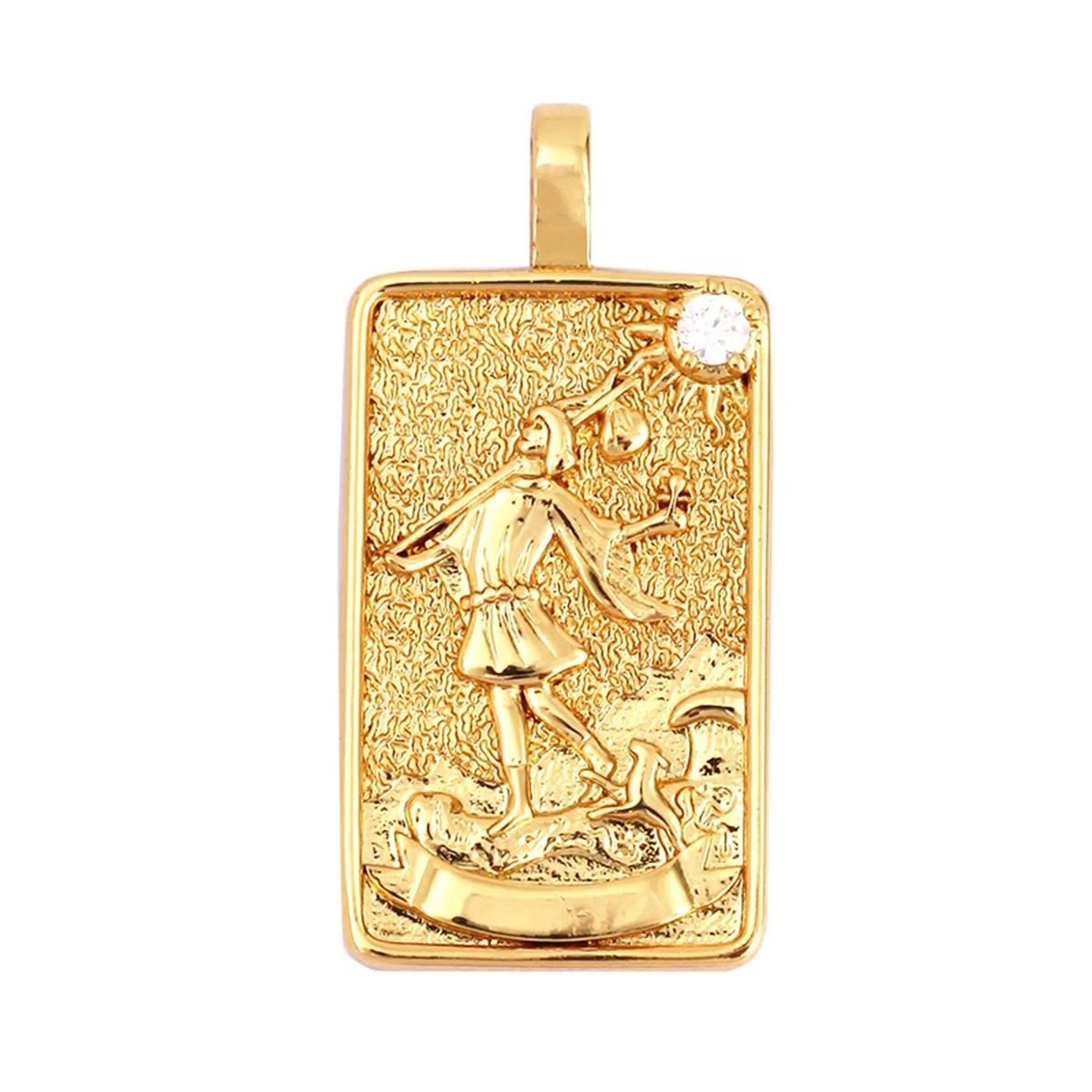 Tarot Cards Charm Pendant ,18K Real Gold Plated - M06-4. The Fool image