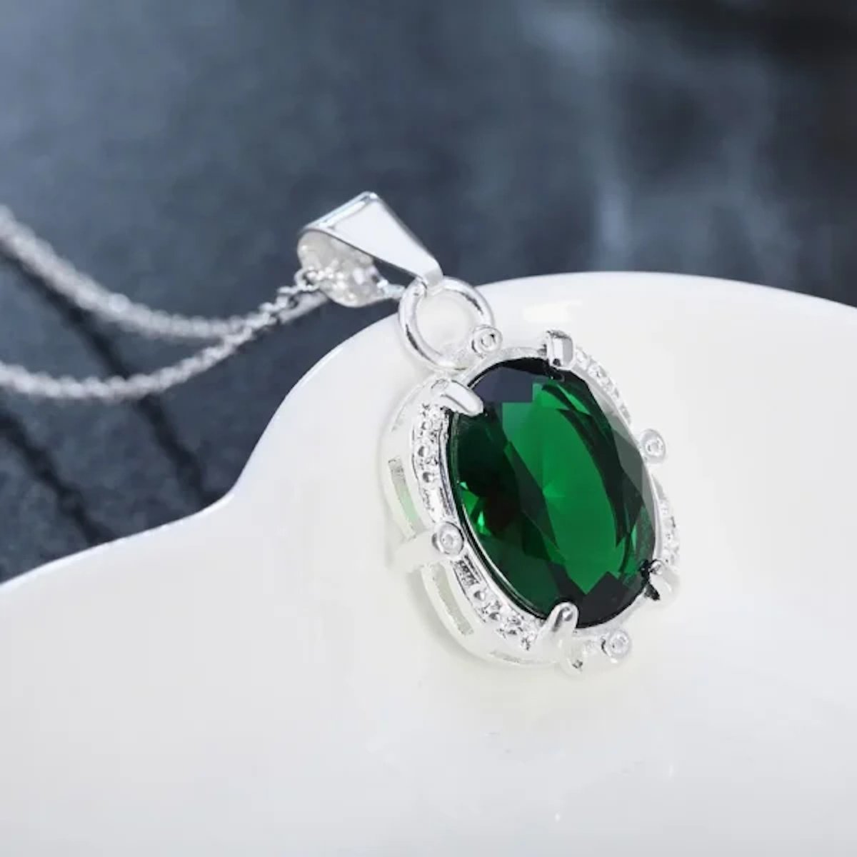 Sterling Silver Green Crystal Pendant image 0
