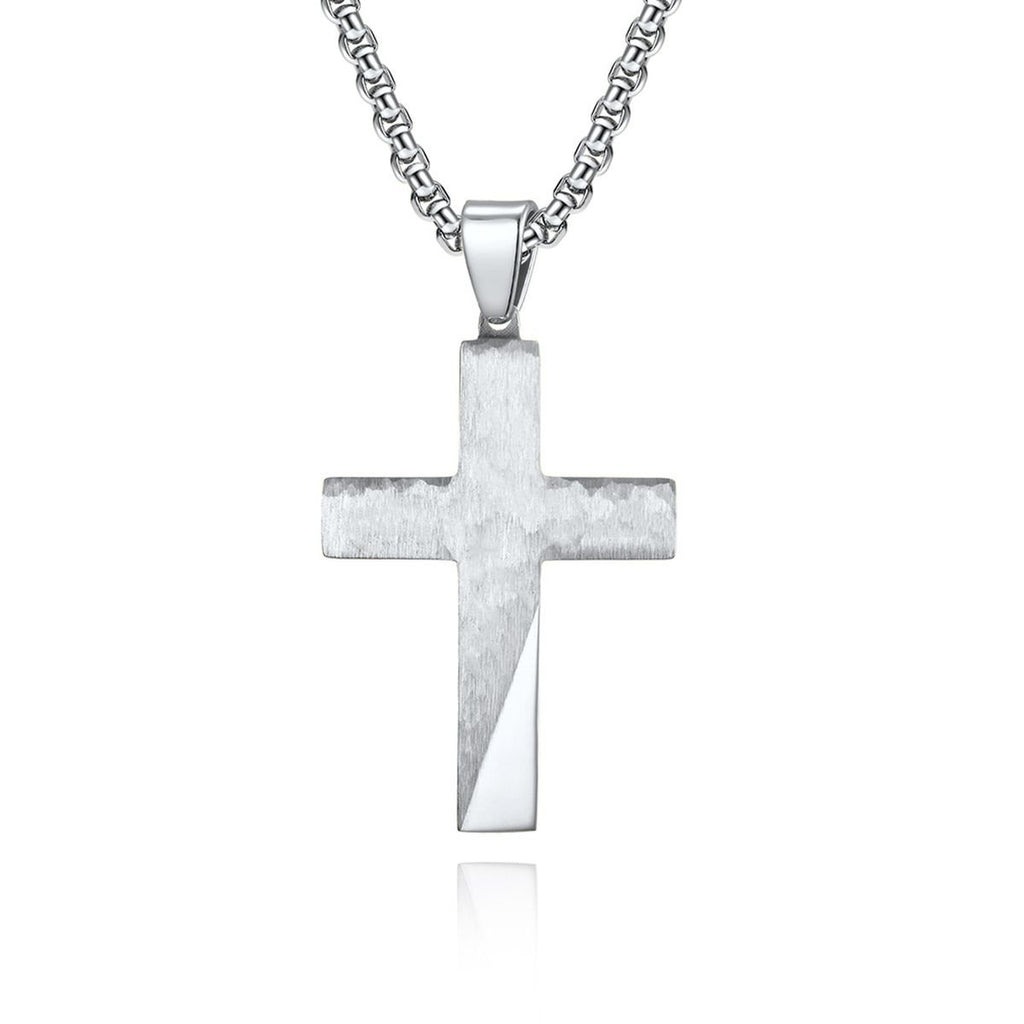 Cross Gold Stainless Steel Cross Pendant - Silver no chain image