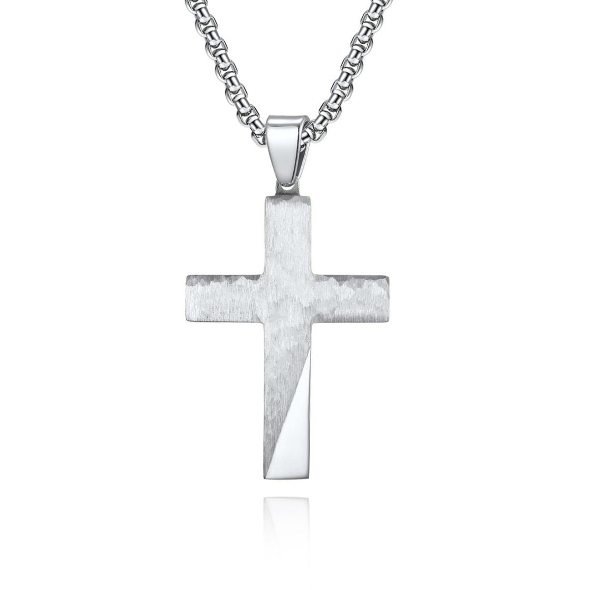Cross Gold Stainless Steel Cross Pendant - Silver no chain image