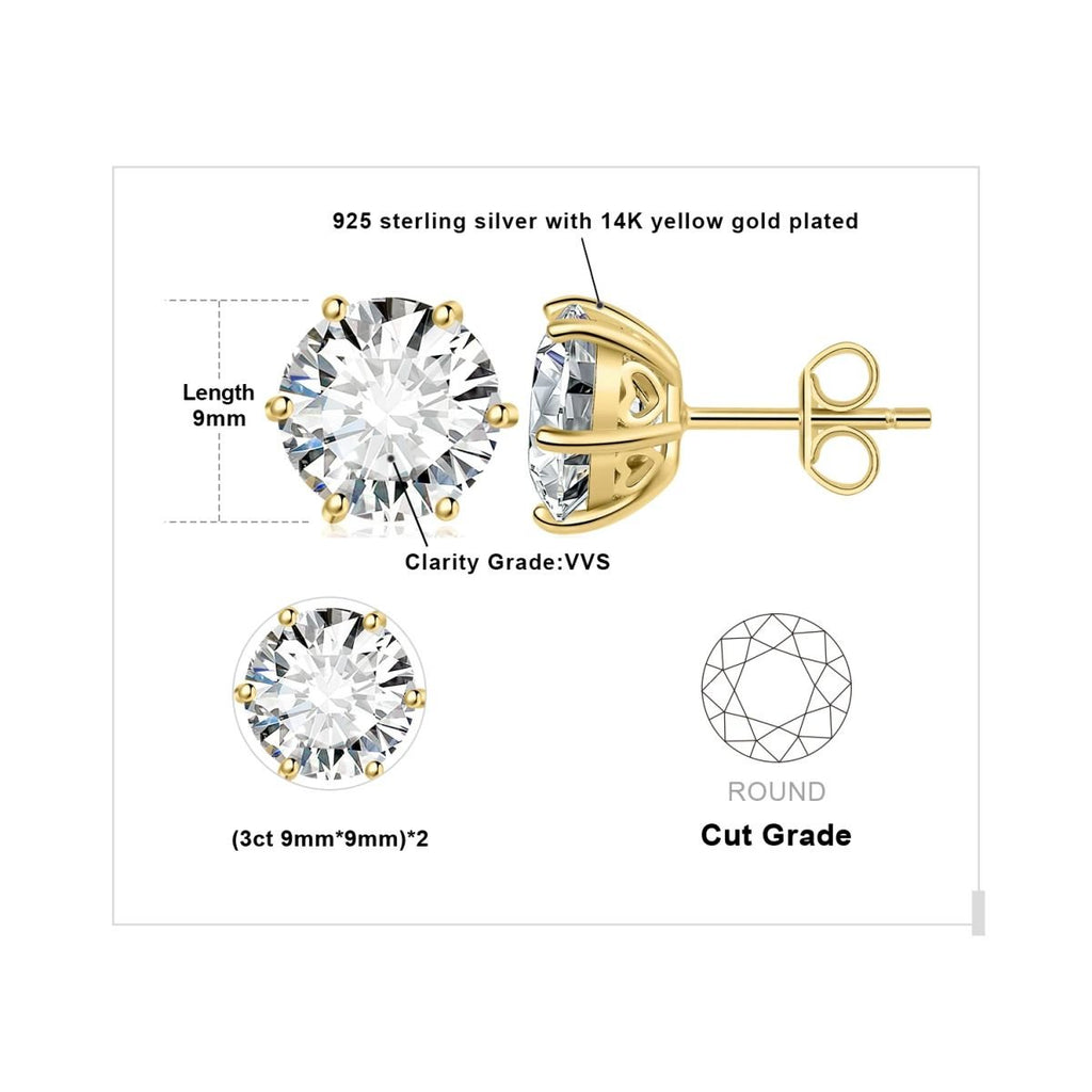 Moissanite Sterling Silver Stud Earrings - 6ct per pair 2 image