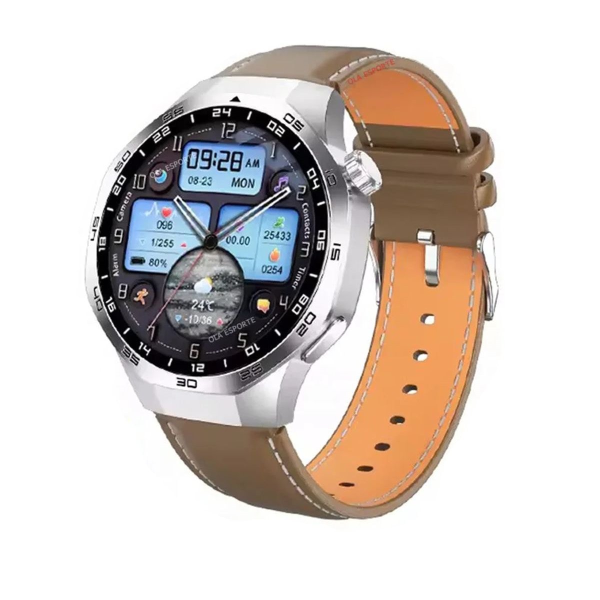 Smart Watch 5 Pro AMOLED HD Screen - Silver Br-Leather image