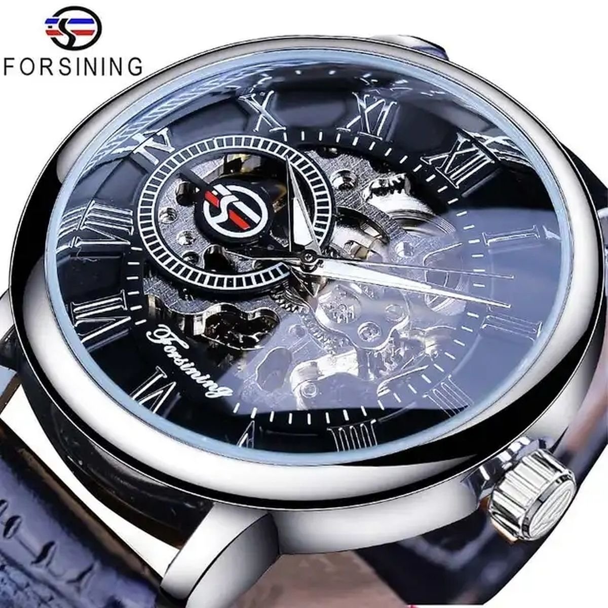 Automatic Mechanical Watch - silver black image