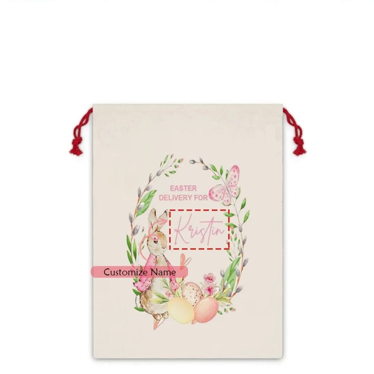 Personalized Happy Easter Bunny Rabbit Gift Bag - custom name B image