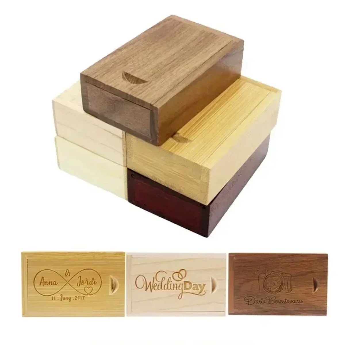Solid Wood Storage Boxes With Sliding Top image 0