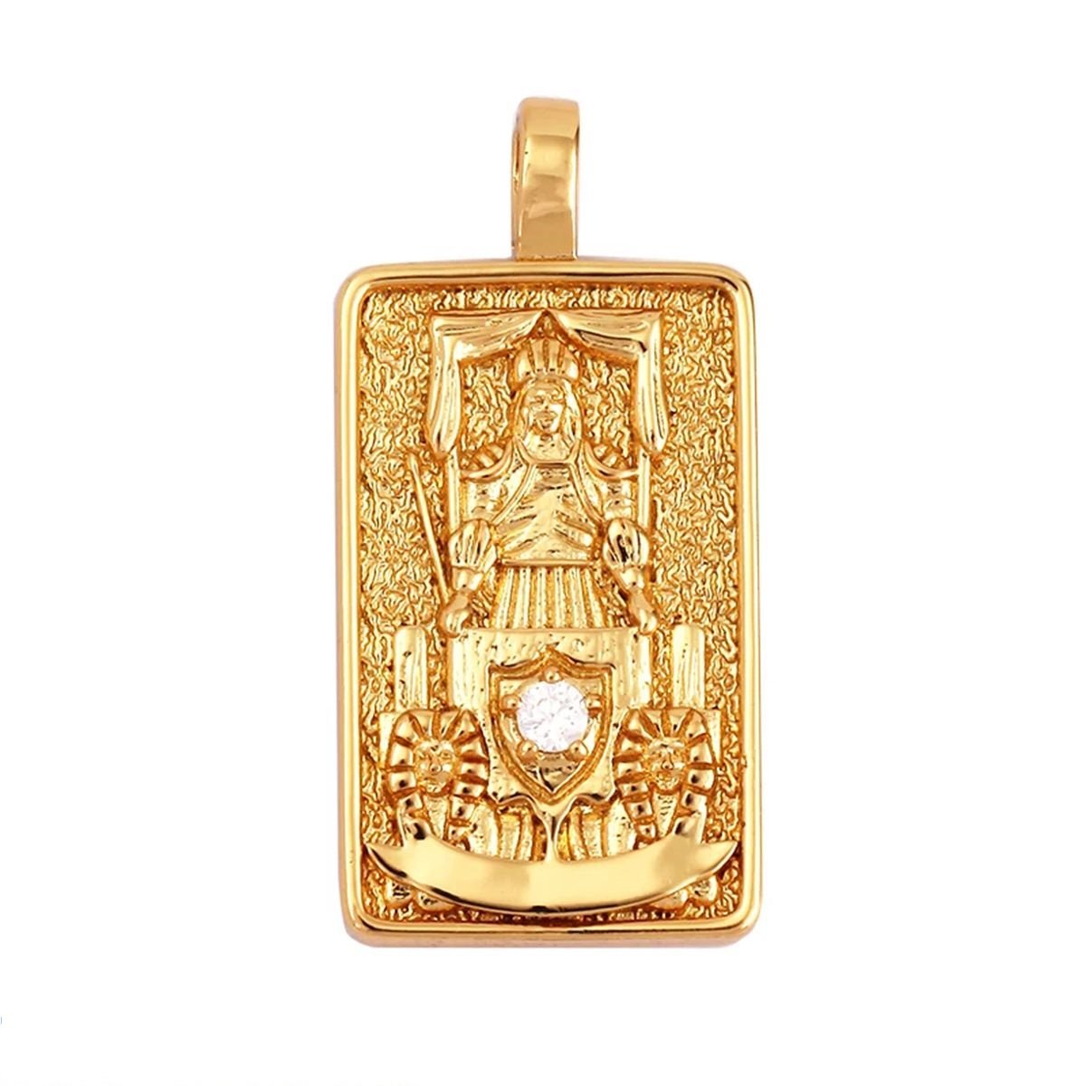 Tarot Cards Charm Pendant ,18K Real Gold Plated - M06-17. The Chariot image