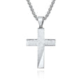 Cross Gold Stainless Steel Cross Pendant - Silver with chain image
