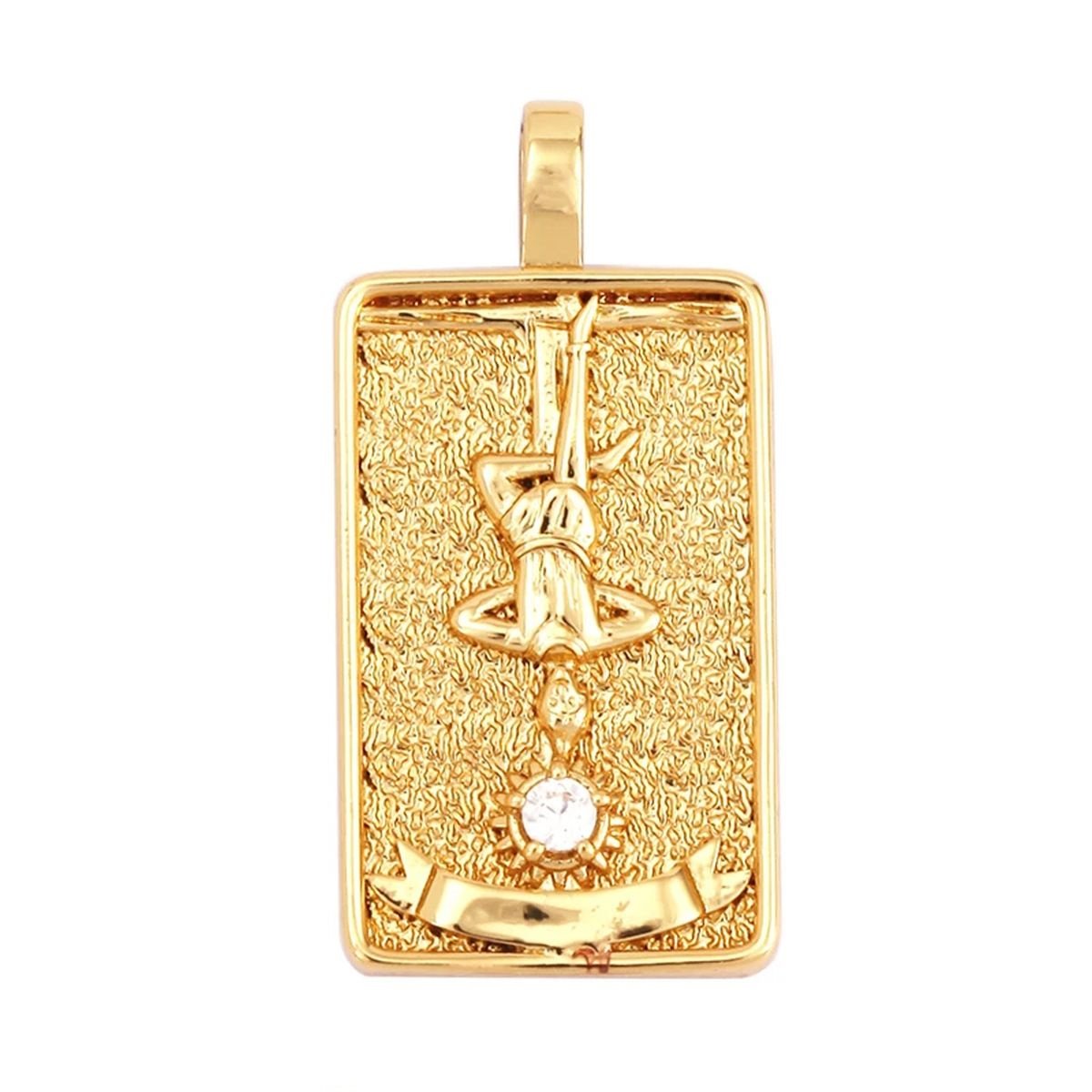 Tarot Cards Charm Pendant ,18K Real Gold Plated - M06-15. TheMan image