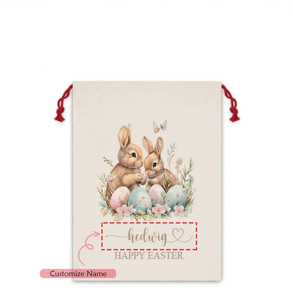 Personalized Happy Easter Bunny Rabbit Gift Bag - custom name G image
