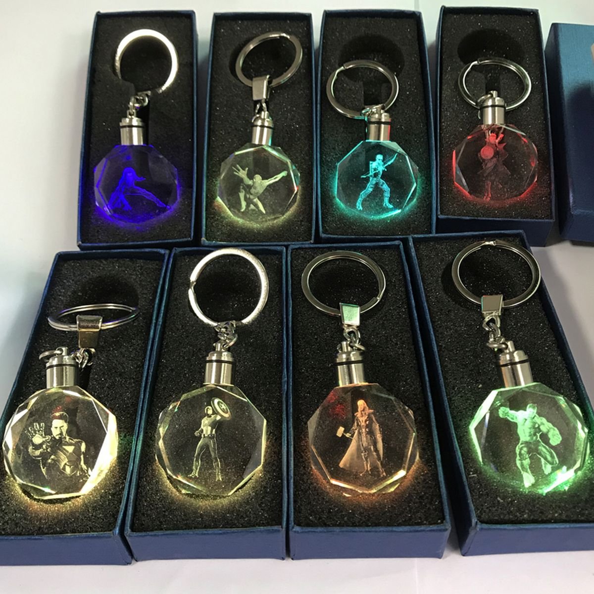 Keyring the Avengers Crystal Glass Keychain with Led Light image 0