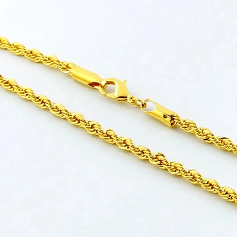 18K Gold Plated 3MM Twisted Rope Necklace image 2