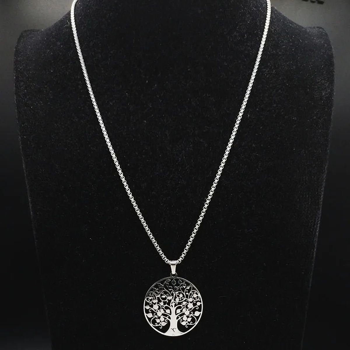 Tree of Life Pendant Necklace in Silver-Tone Stainless Steel image 5