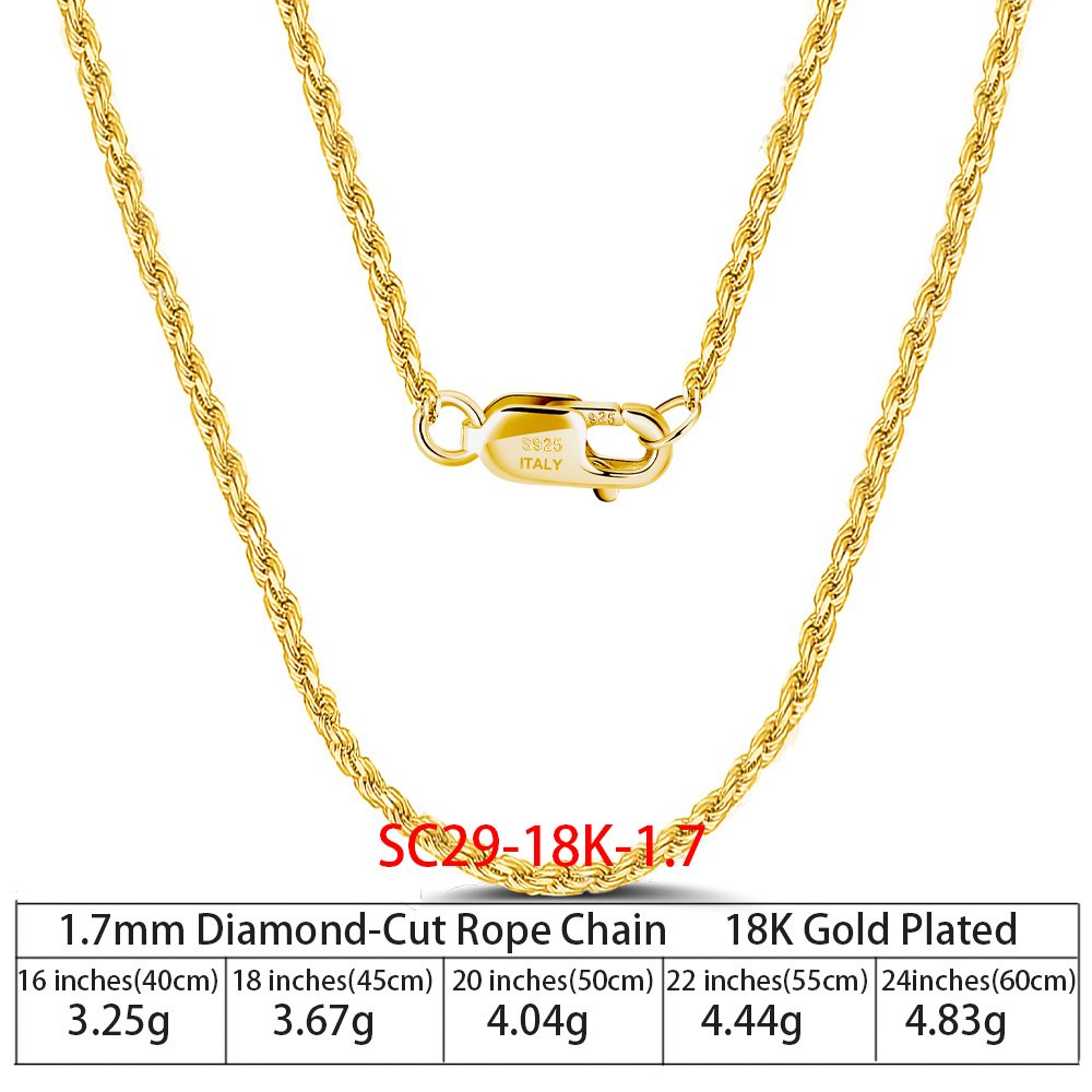 Gold Plated Jewellery - 20 inches(50cm), SC29-18K-1.7 image