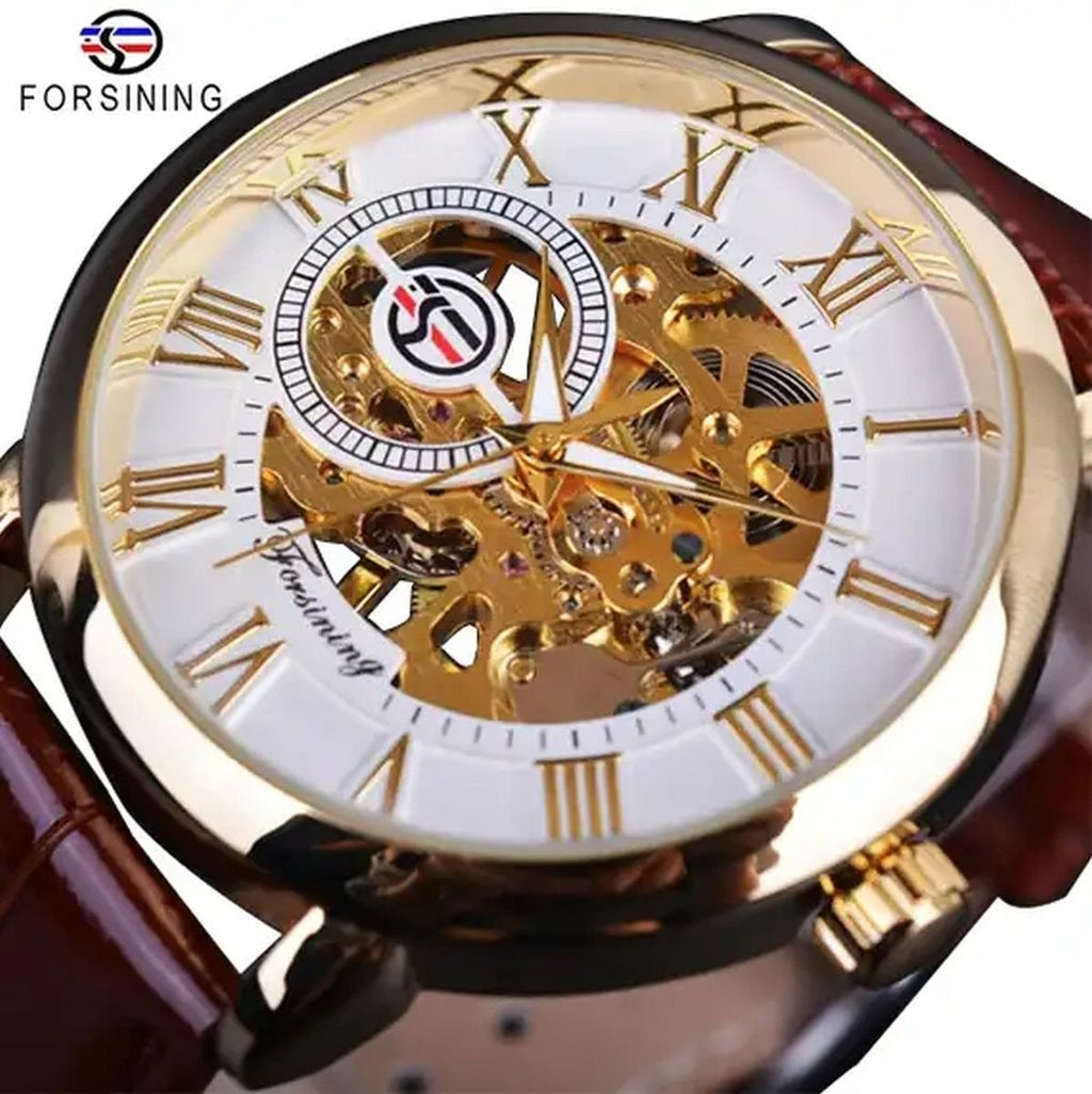 Automatic Mechanical Watch - Brown Gold White image