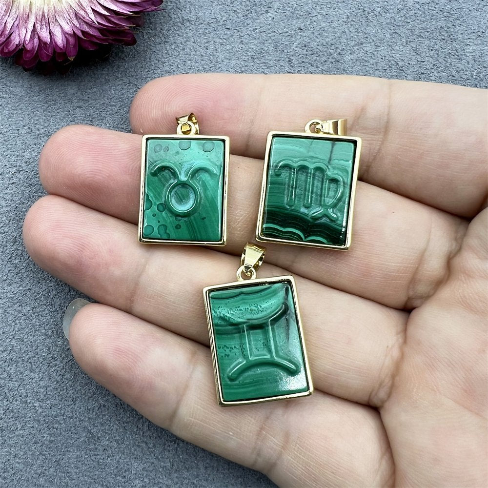 Natural Stone Handmade Carved 12 Symbol Rectangle image 2