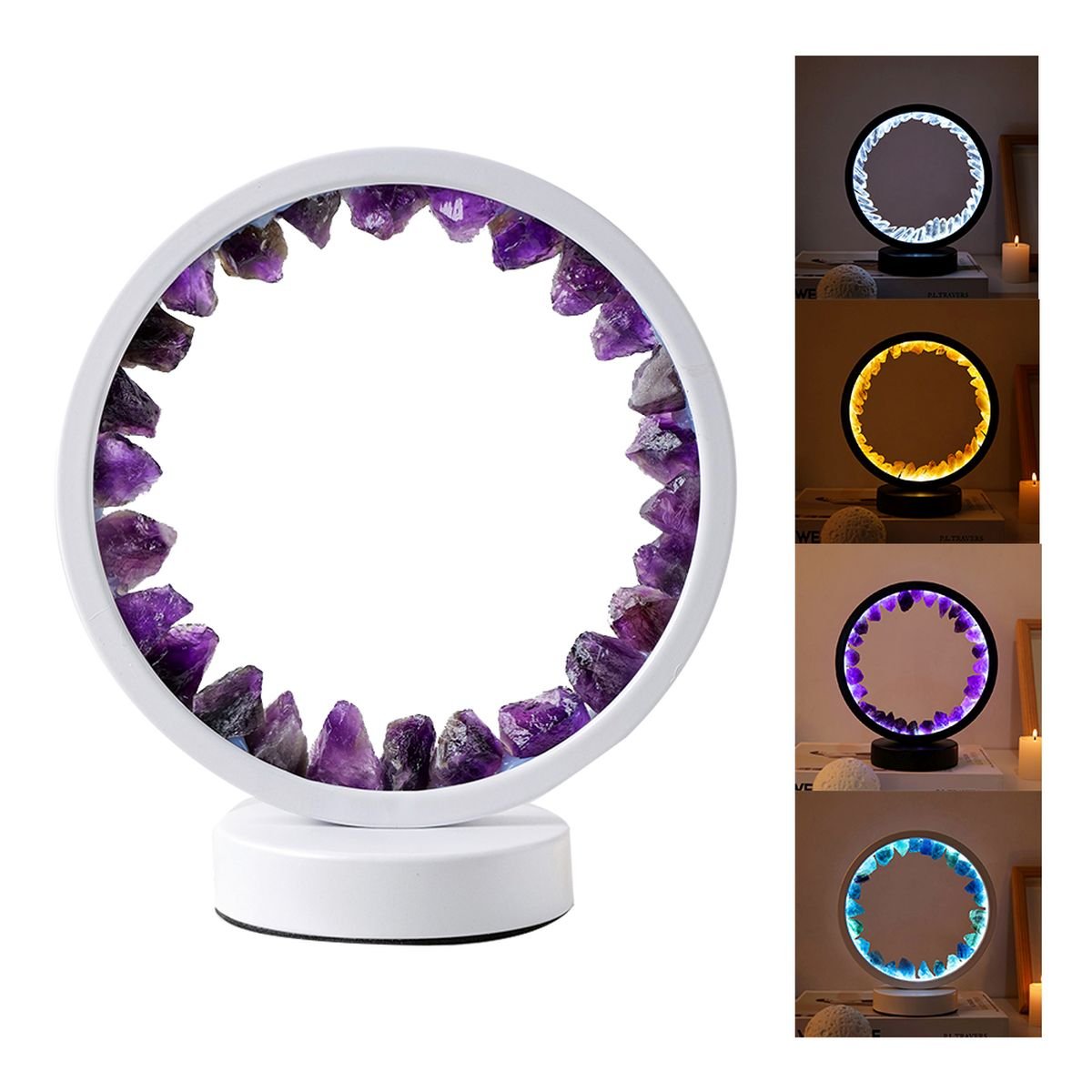 Natural Stone Amethyst Round Crystal Lamp image 3