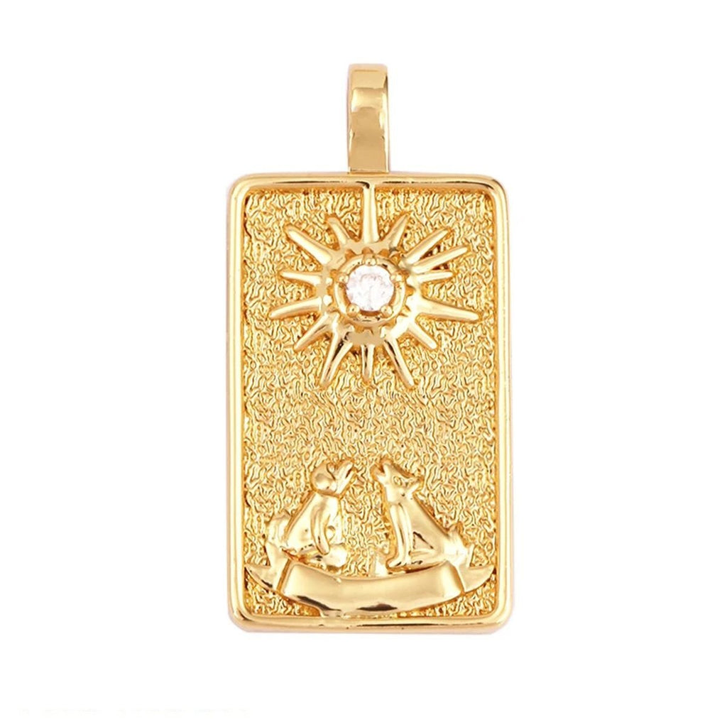 Tarot Cards Charm Pendant ,18K Real Gold Plated - M06-8.The Moon image