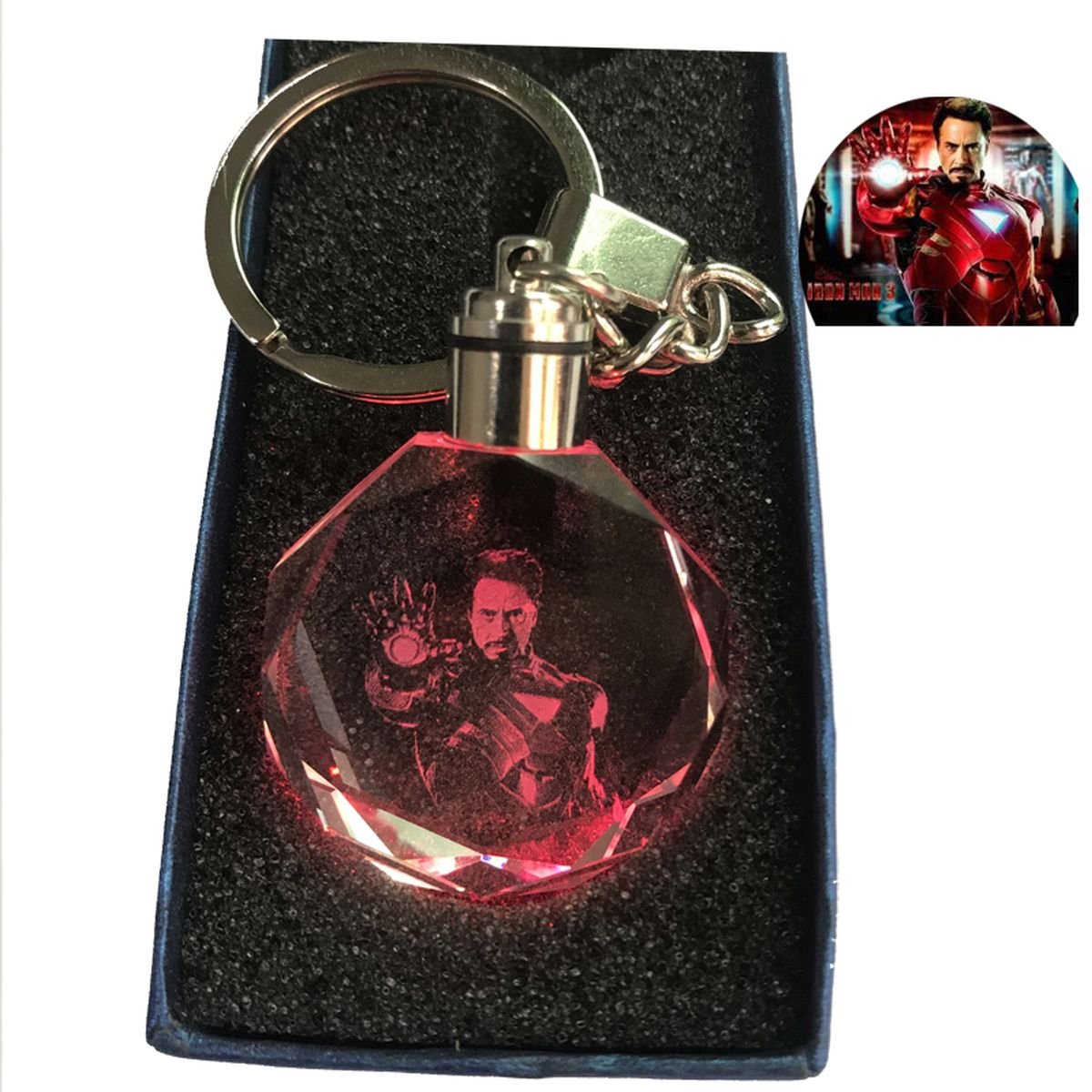 Keyring the Avengers Crystal Glass Keychain with Led Light image 9