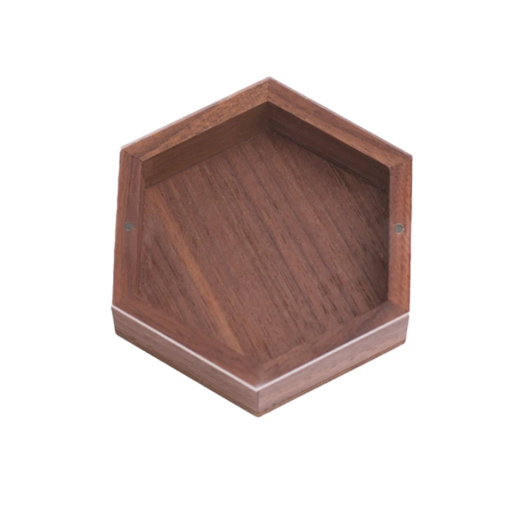 Hexagon Storage Box - Walnut Wood, 8.5x7.4x2cm image