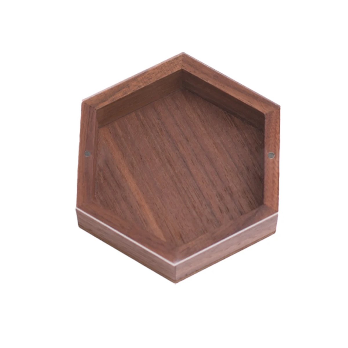 Hexagon Storage Box - Walnut Wood, 8.5x7.4x2cm image