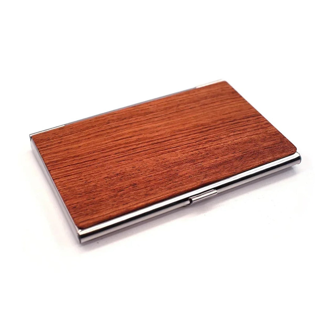 Wood Business Card Holder - Rose Wood x Silver, No Engraving image