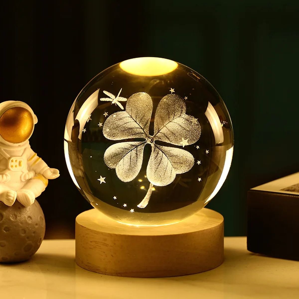 New 3D LED Crystal Ball - Four Leaves image