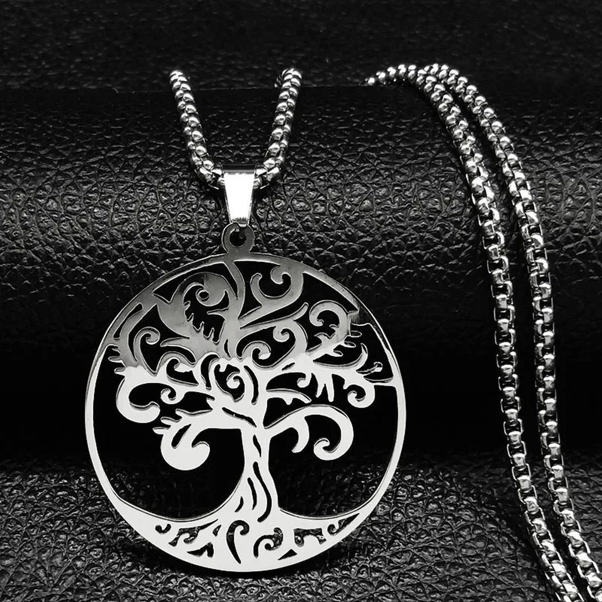 Tree of Life Pendant Necklace in Silver-Tone Stainless Steel - K 50 cm BOX SR image