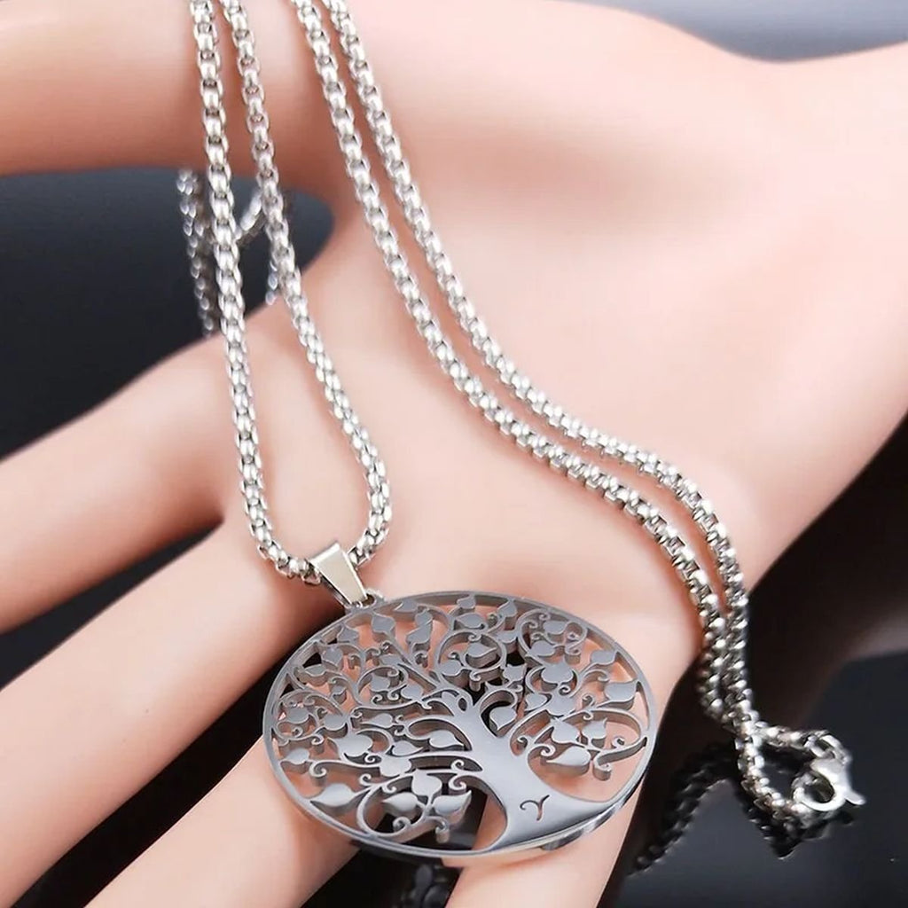 Tree of Life Pendant Necklace in Silver-Tone Stainless Steel image 3