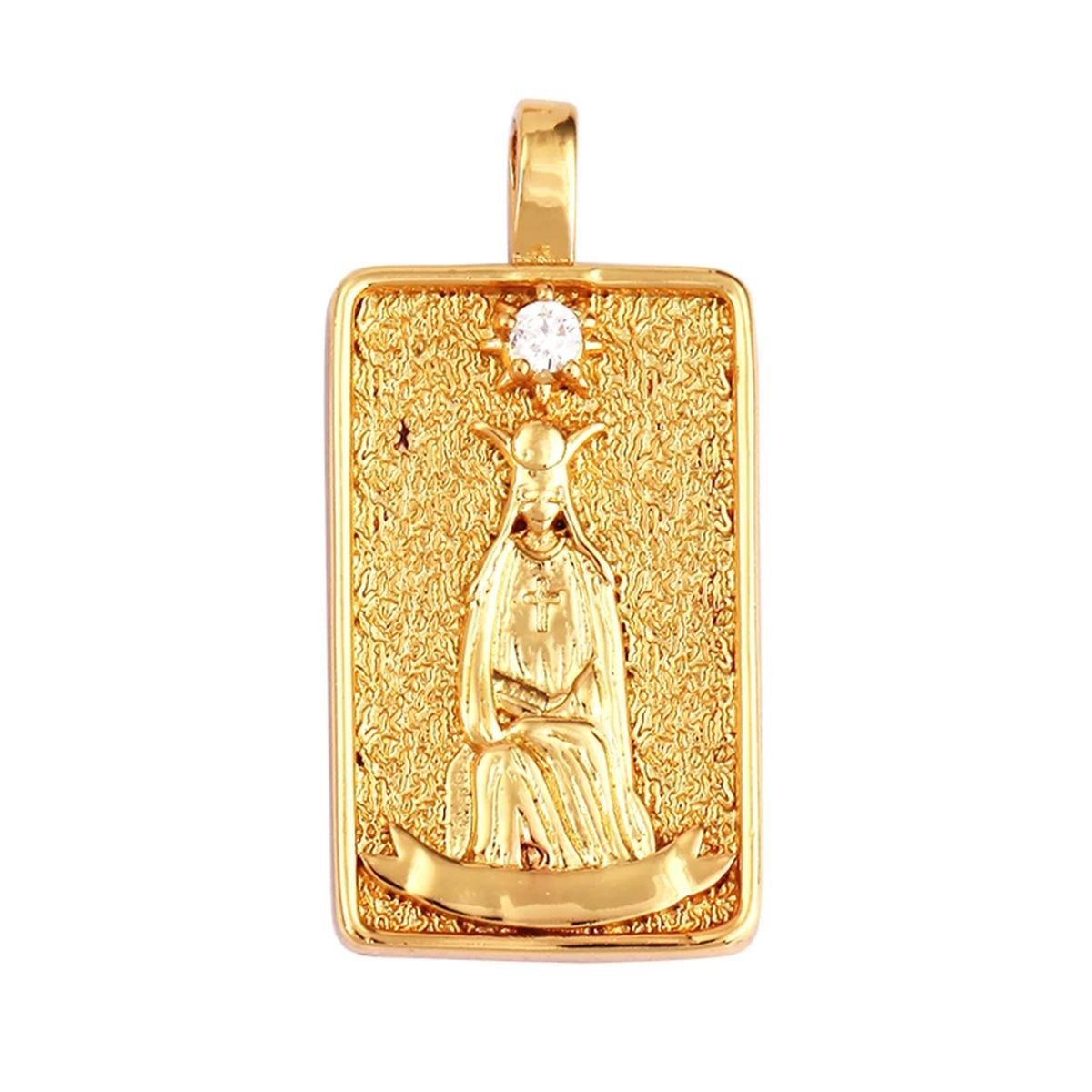Tarot Cards Charm Pendant ,18K Real Gold Plated - M06-12. Presstess image
