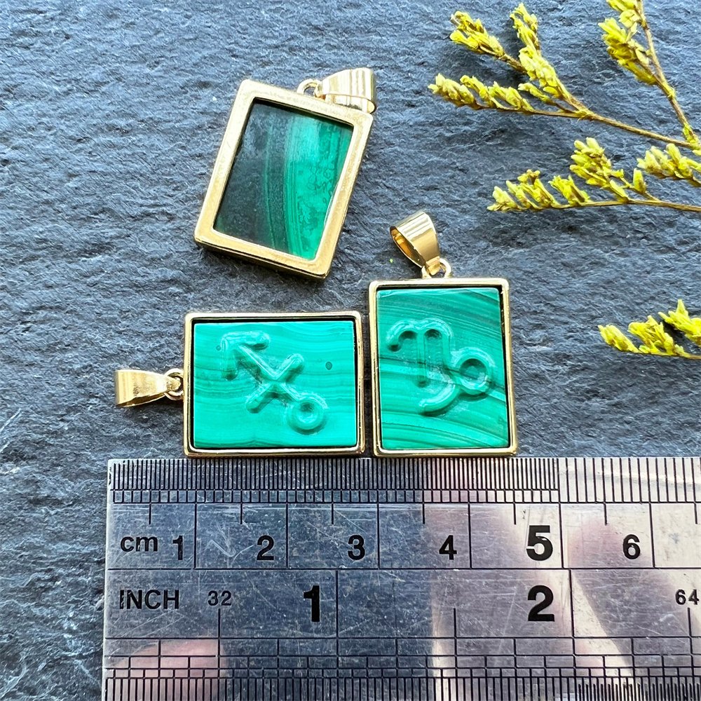Natural Stone Handmade Carved 12 Symbol Rectangle image 3