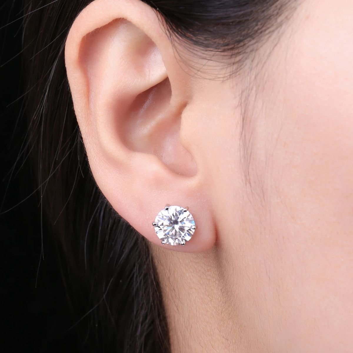 Moissanite Sterling Silver Stud Earrings image 4