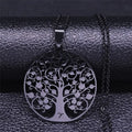 Tree of Life Pendant Necklace in Silver-Tone Stainless Steel - A 50 cm O BK image