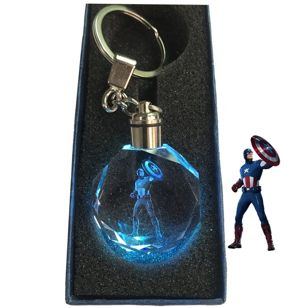 Keyring the Avengers Crystal Glass Keychain with Led Light image 2