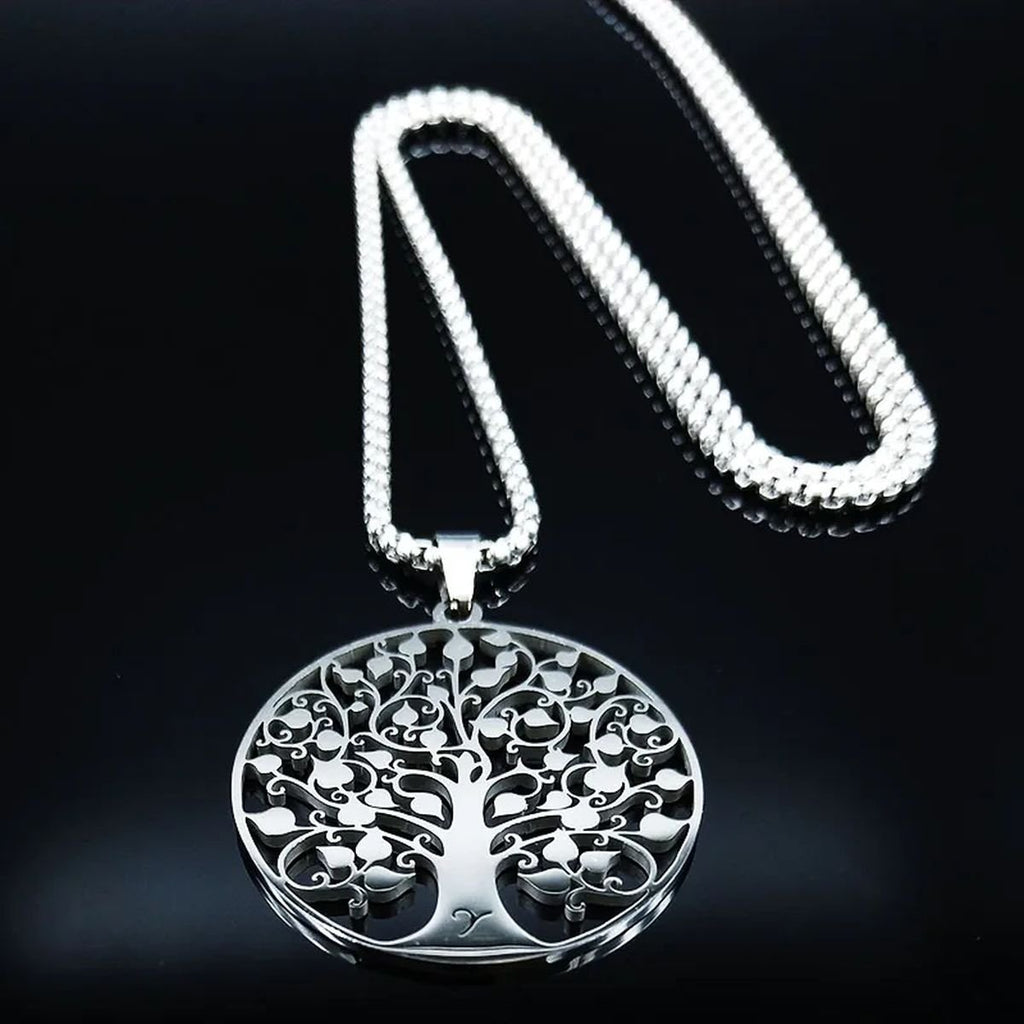 Tree of Life Pendant Necklace in Silver-Tone Stainless Steel image 4