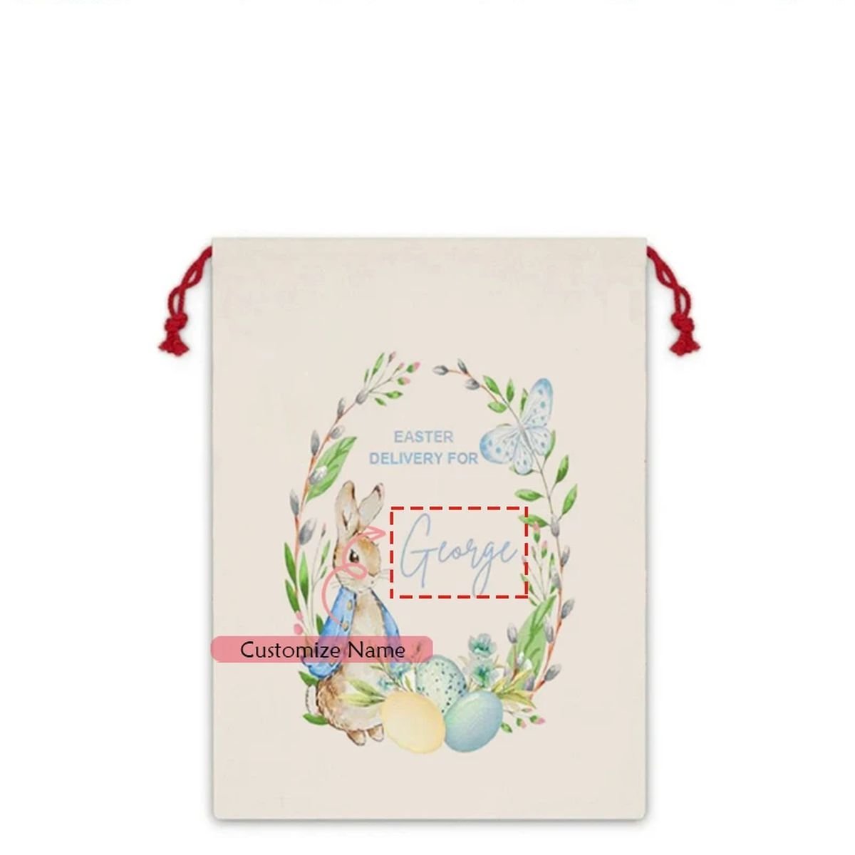 Personalized Happy Easter Bunny Rabbit Gift Bag - custom name A image