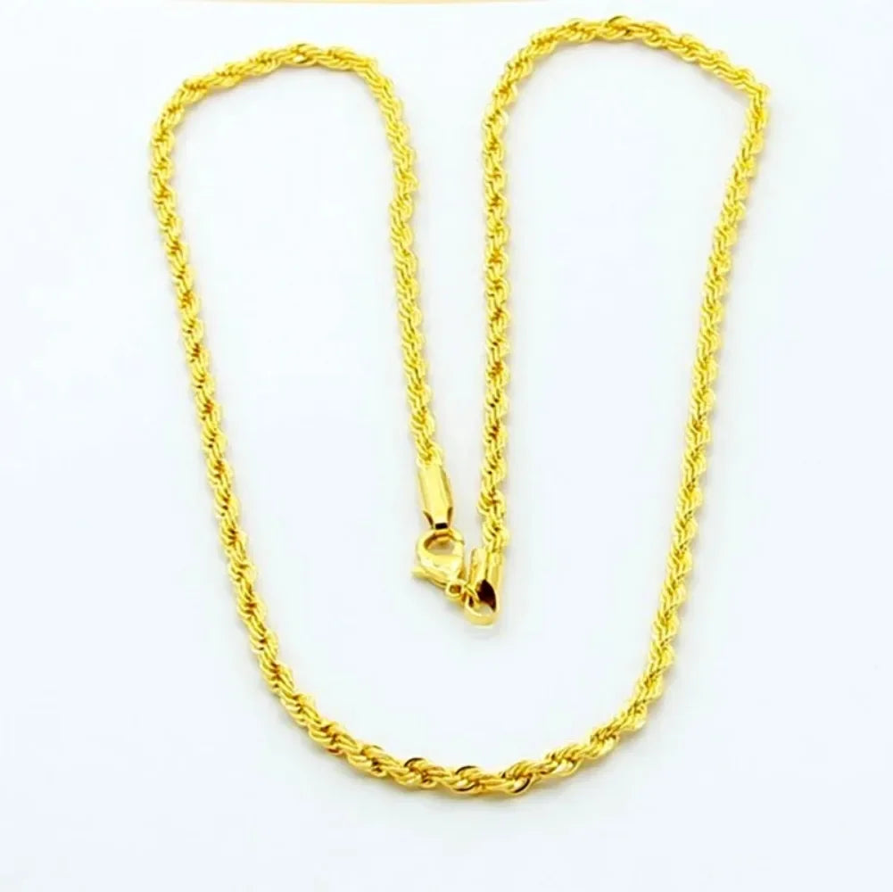 18K Gold Plated 3MM Twisted Rope Necklace image 3