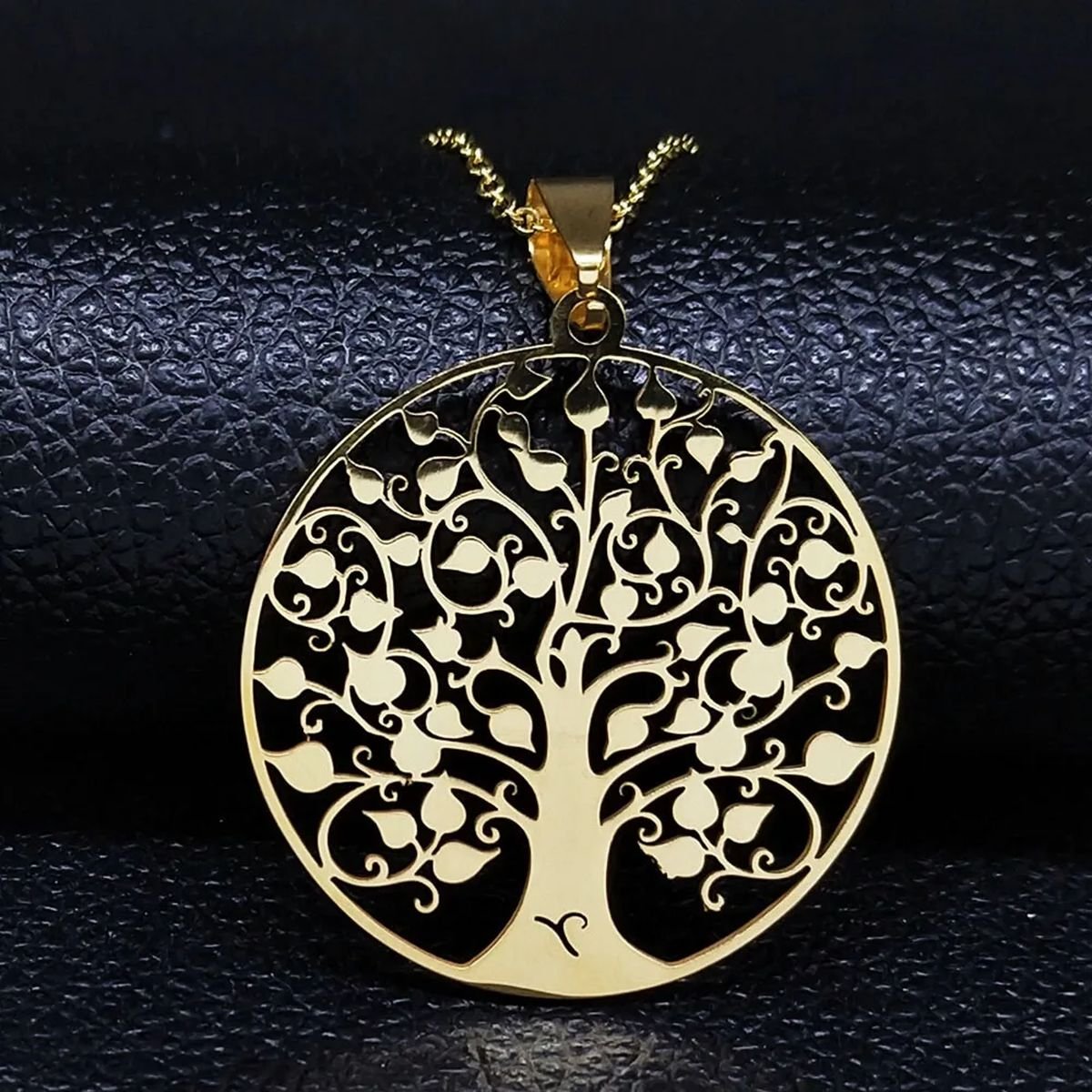 Tree of Life Pendant Necklace in Silver-Tone Stainless Steel - A 50 cm O GD image