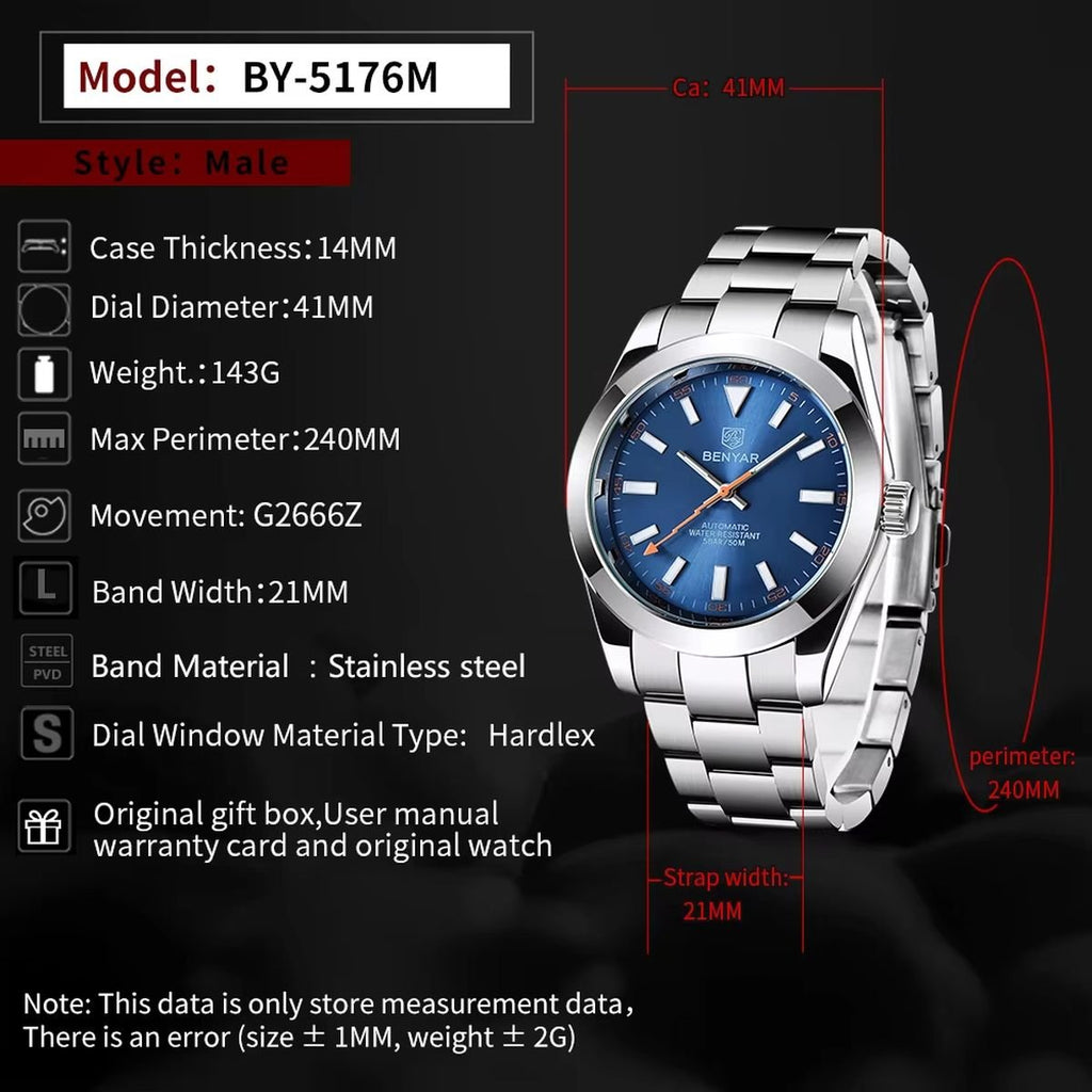 BENYAR Top Brand Luxury Mechanical Automatic Watch image 5