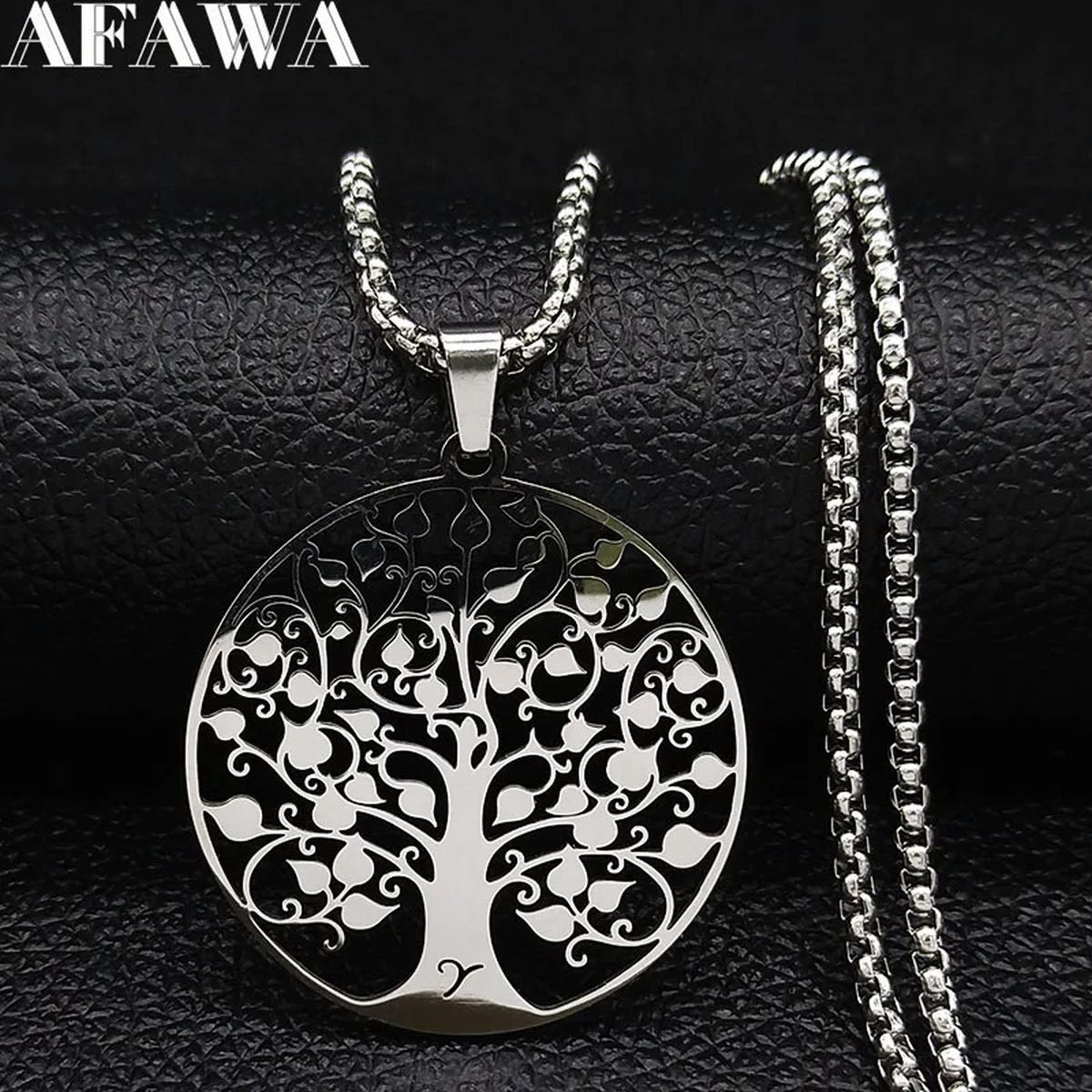 Tree of Life Pendant Necklace in Silver-Tone Stainless Steel image 6
