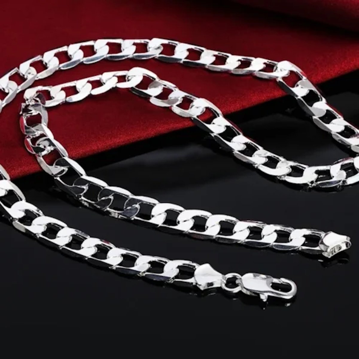 Sterling Silver 6MM 20inches Chain Necklace - Silver color image
