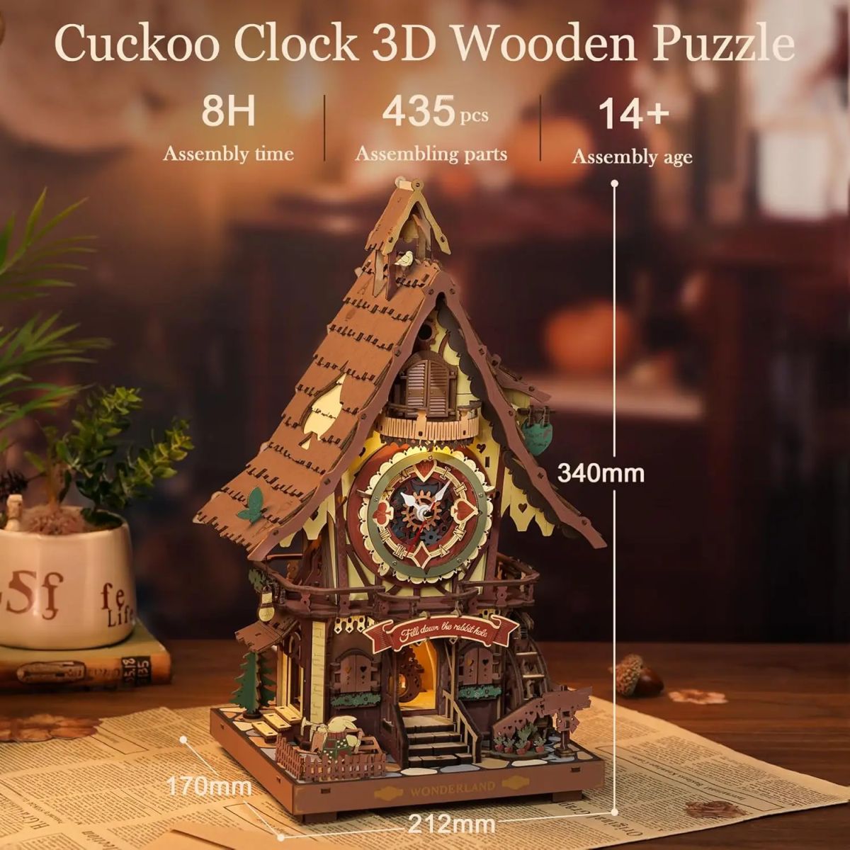 Robotime Rokr 3D Wooden Puzzle Cuckoo Clock Kit