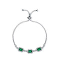 925 Sterling Silver Synthetic Emerald Cut Tennis Bracelet
