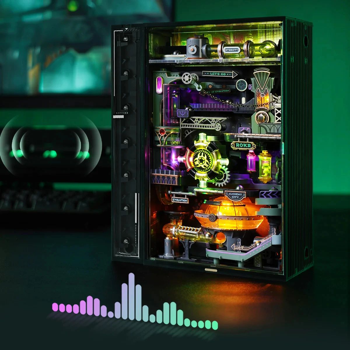 Robotime Rokr Marble Run Cyberpunk Gift 3D Puzzle Model Gaming Decoration Automatic DIY Home Decor for Men