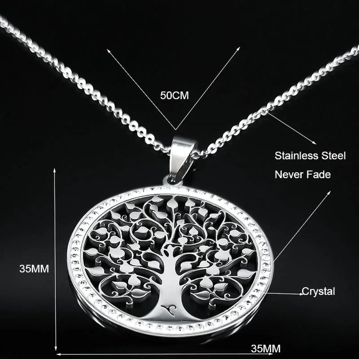 Tree of Life Crystal Stainless Steel