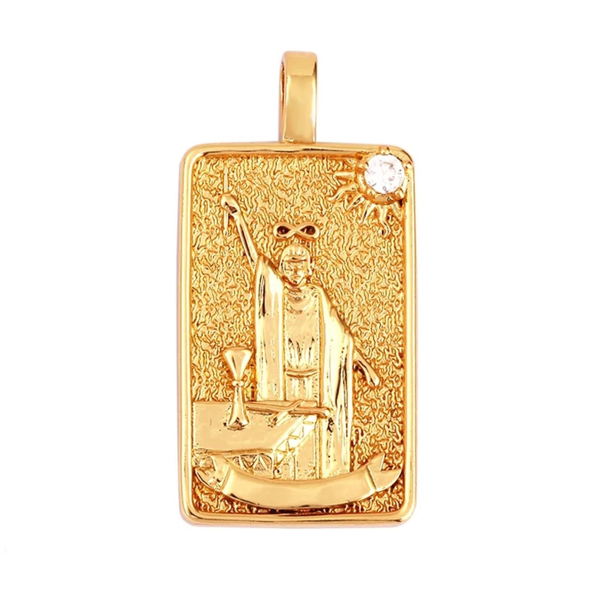 Tarot Cards Charm Pendant ,18K Real Gold Plated - M06-5. The Magician image