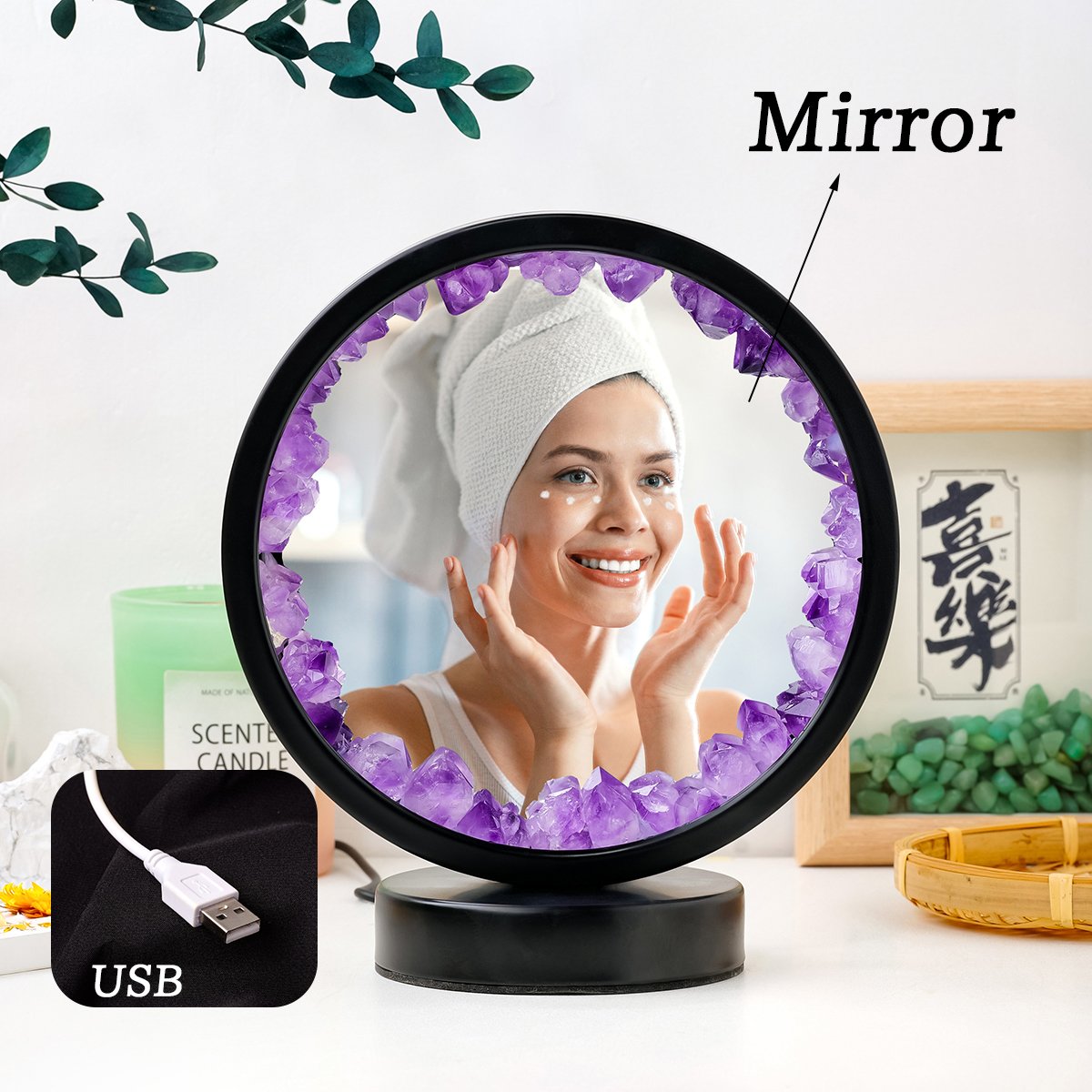 Natural Stone Amethyst Round Crystal Lamp image 0