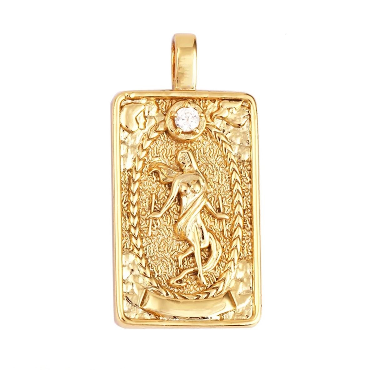 Tarot Cards Charm Pendant ,18K Real Gold Plated - M06-20.The Word image