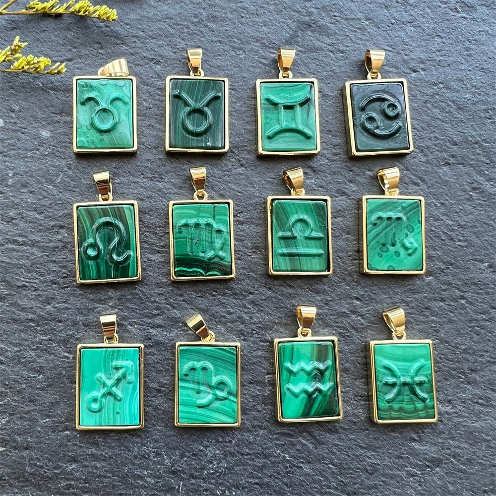Natural Stone Handmade Carved 12 Symbol Rectangle image 4