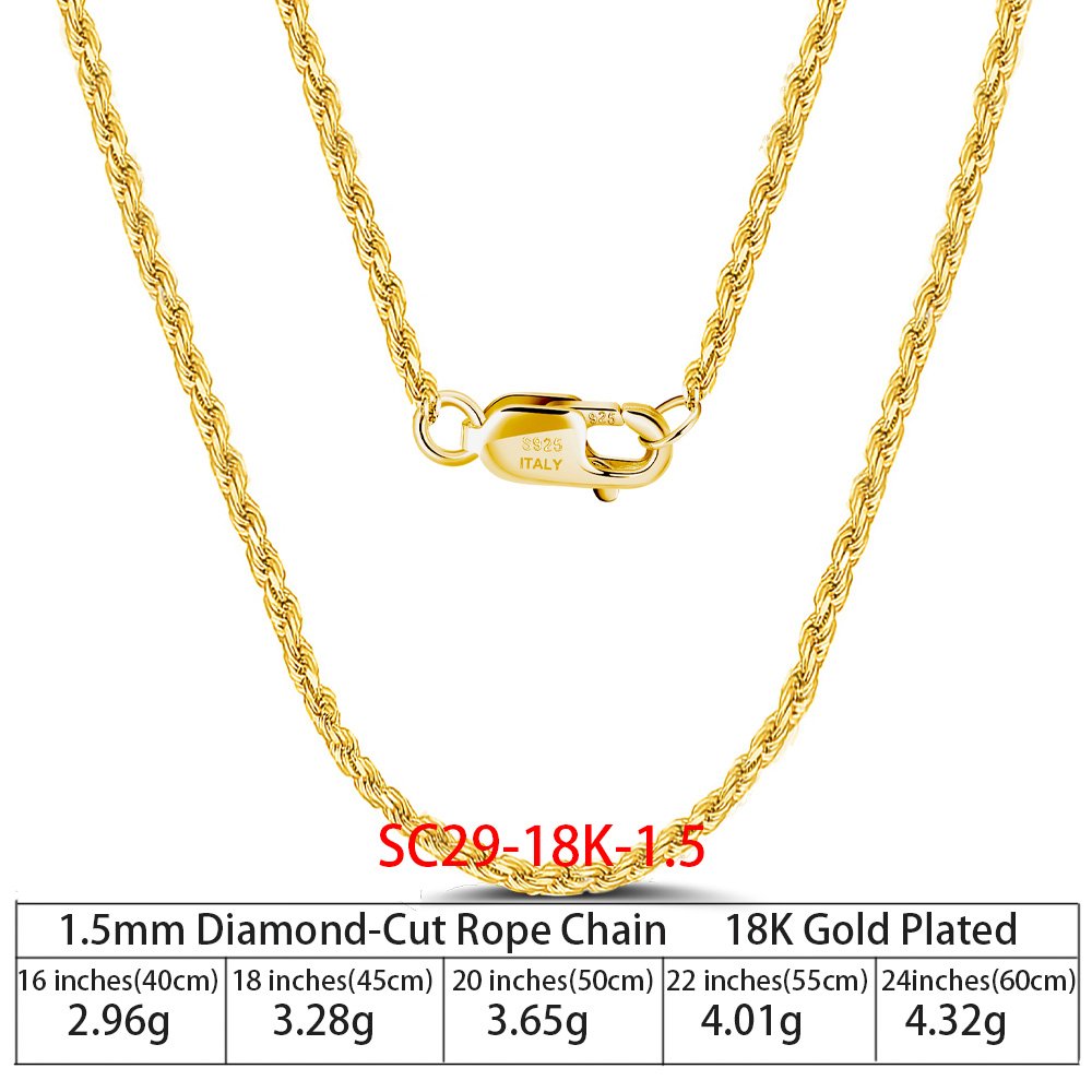Gold Plated Jewellery - 20 inches(50cm), SC29-18K-1.5 image