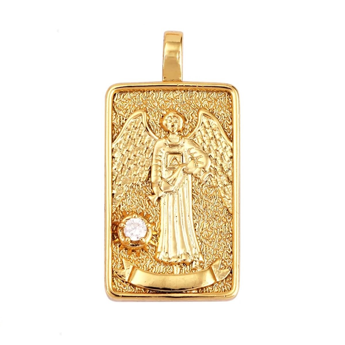 Tarot Cards Charm Pendant ,18K Real Gold Plated - M06-21. Temperance image